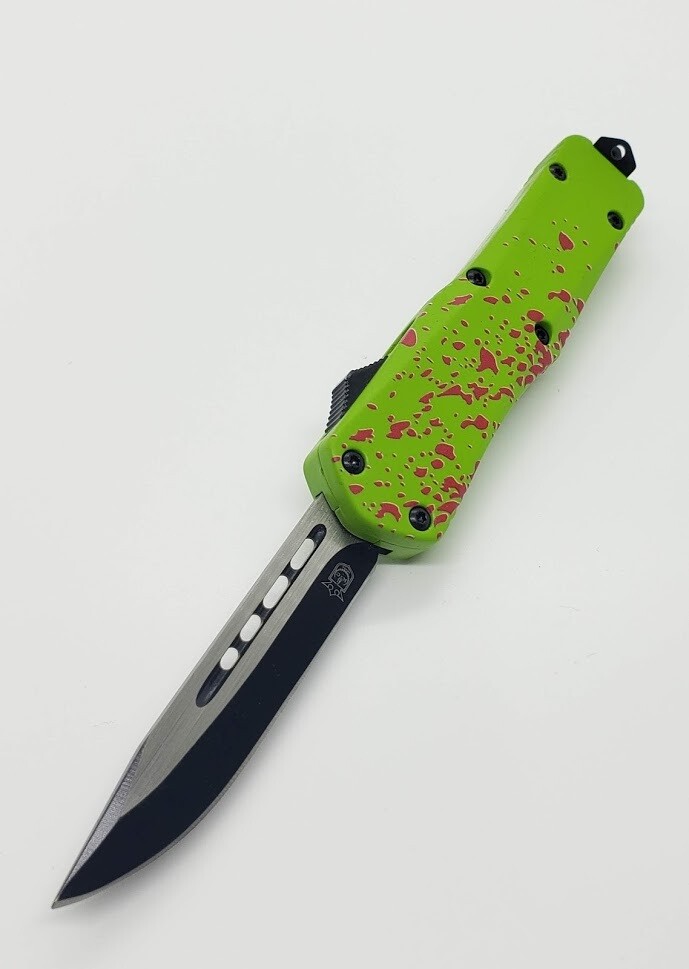 KC KNIVES 6.85" OTF MINI SINGLE EDGE BLADE AUTOMATIC KNIFE ZOMBIE