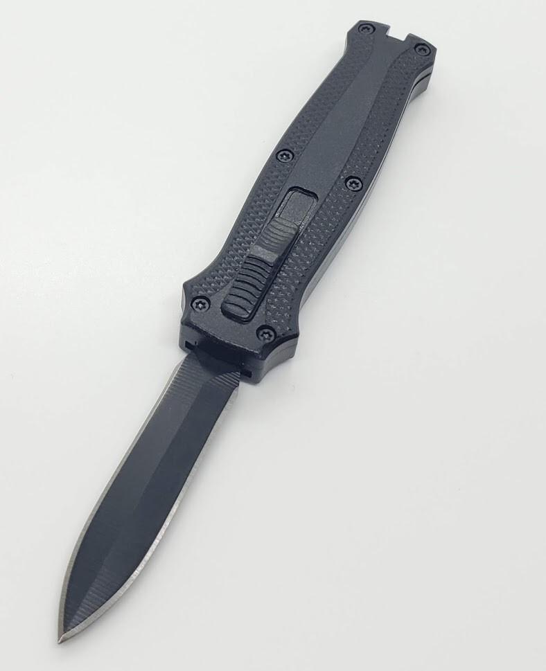 KC KNIVES 5.25" OTF MICRO BLACK DUAL EDGE AUTOMATIC KNIFE ALUMINUM