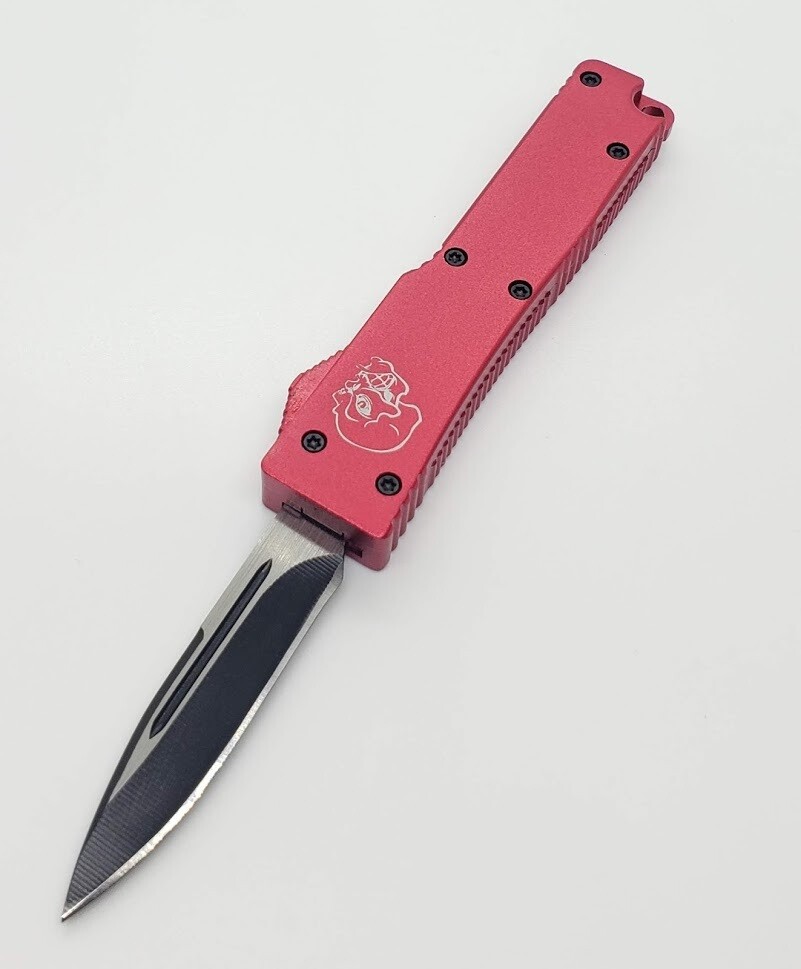 KC KNIVES 5.1" OTF MICRO ELECTRIC RED SINGLE EDGE AUTOMATIC KNIFE