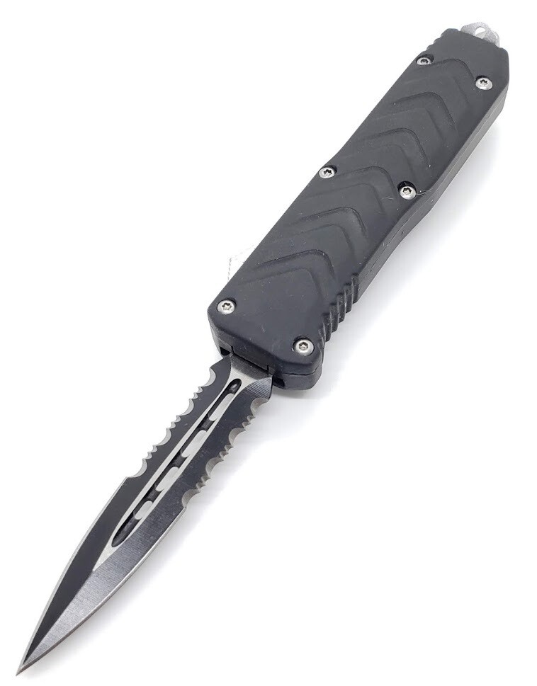 KC KNIVES 6.75" OTF MINI DUAL EDGE SERRATED AUTOMATIC KNIFE ZINC