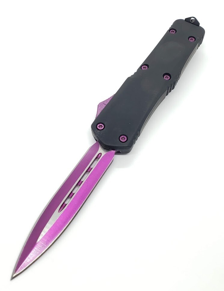 KC KNIVES 9" OTF DUAL EDGE PURPLE ANODIZED BLADE AUTOMATIC KNIFE