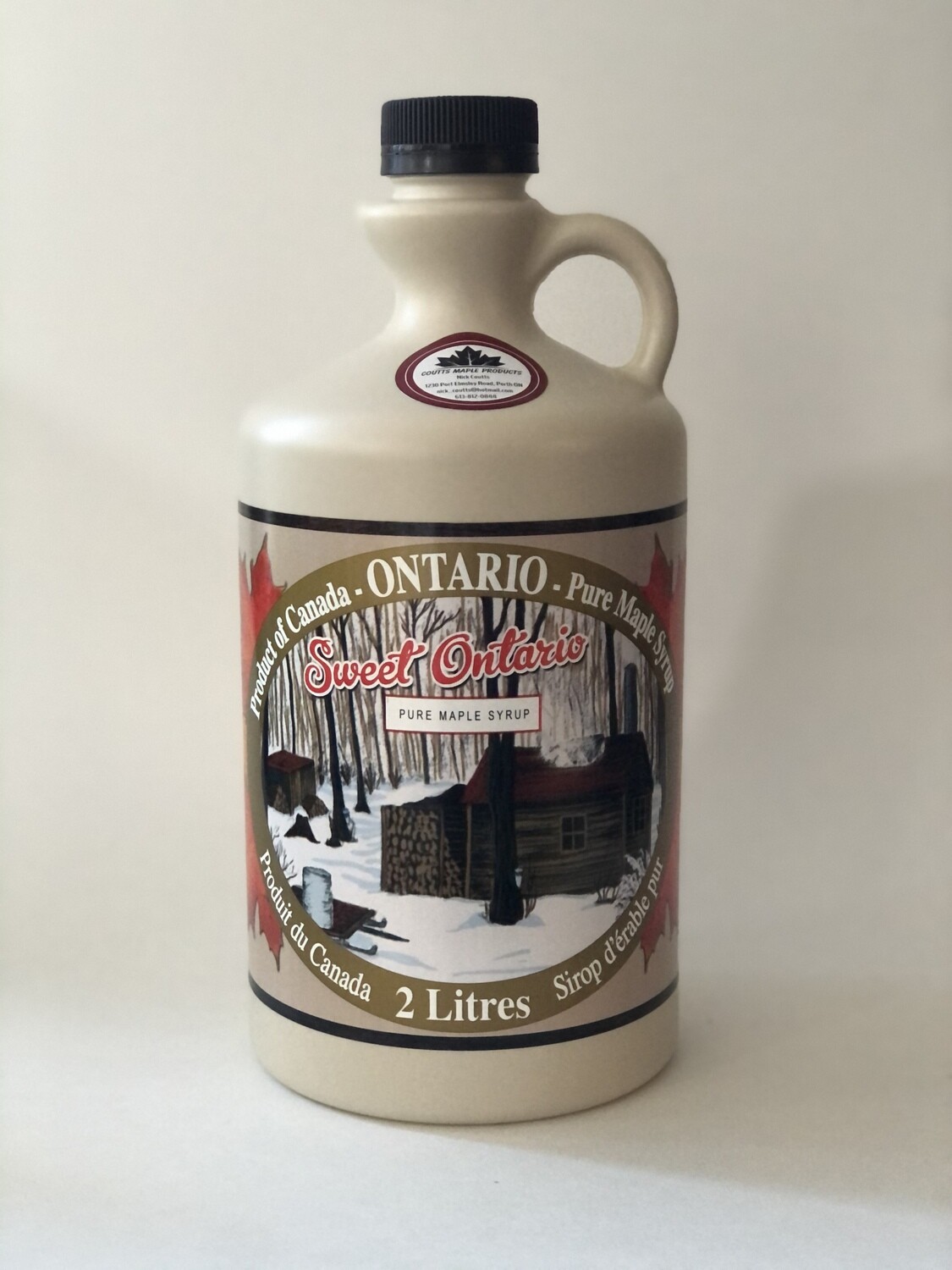 2 litre bottle of Coutts maple syrup