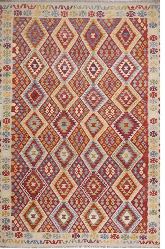 Kelim tapijt: rood-beige