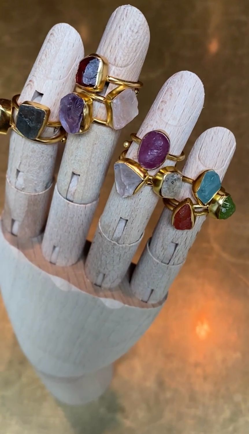 Ring met edelsteen - gold plated