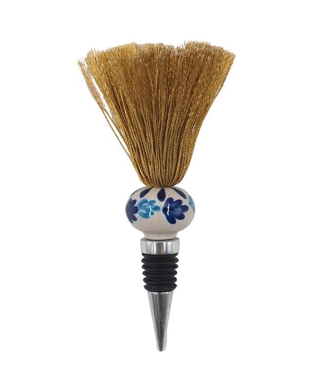 Flessenstop met keramiek blauw