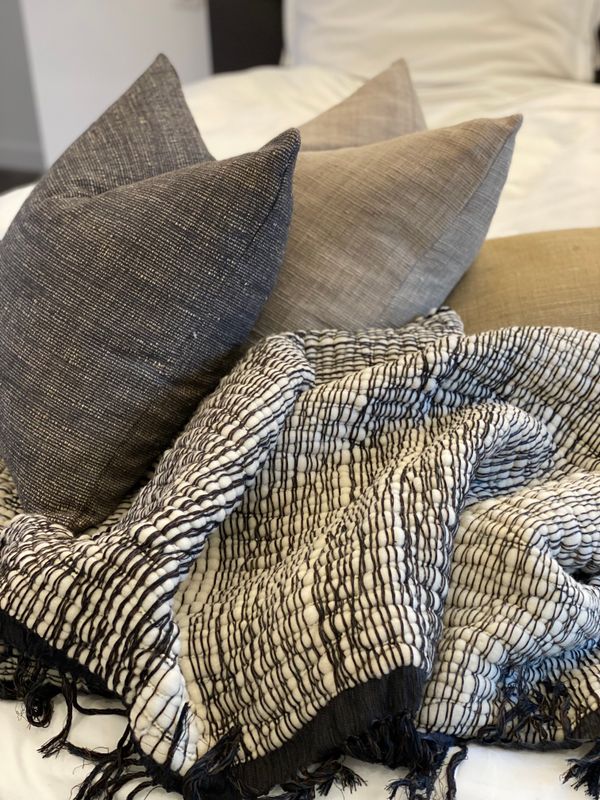 Plaid uit wolmix - gebroken wit
