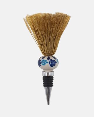 Flessenstop met keramiek blauw
