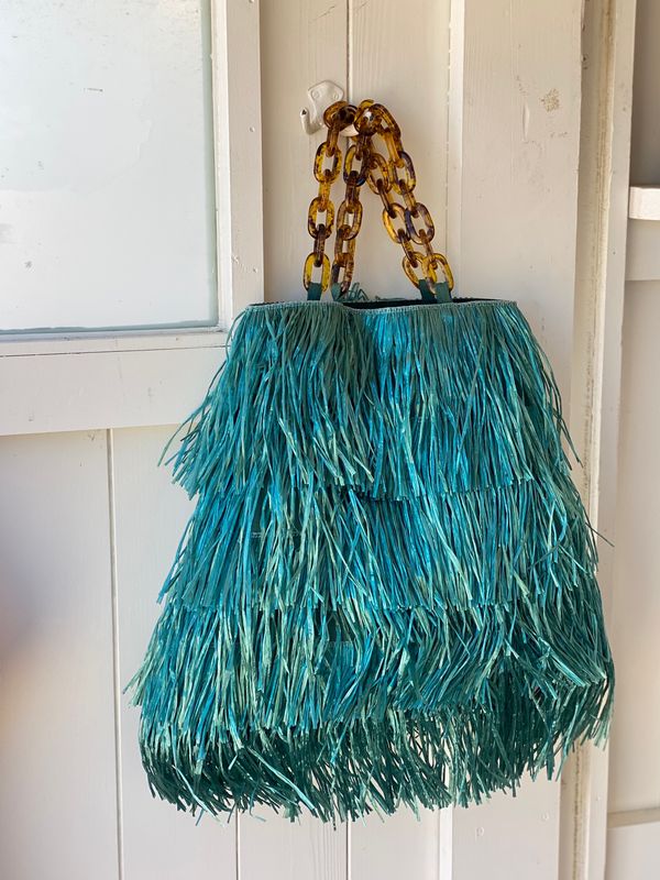 Raffia handtas Groen