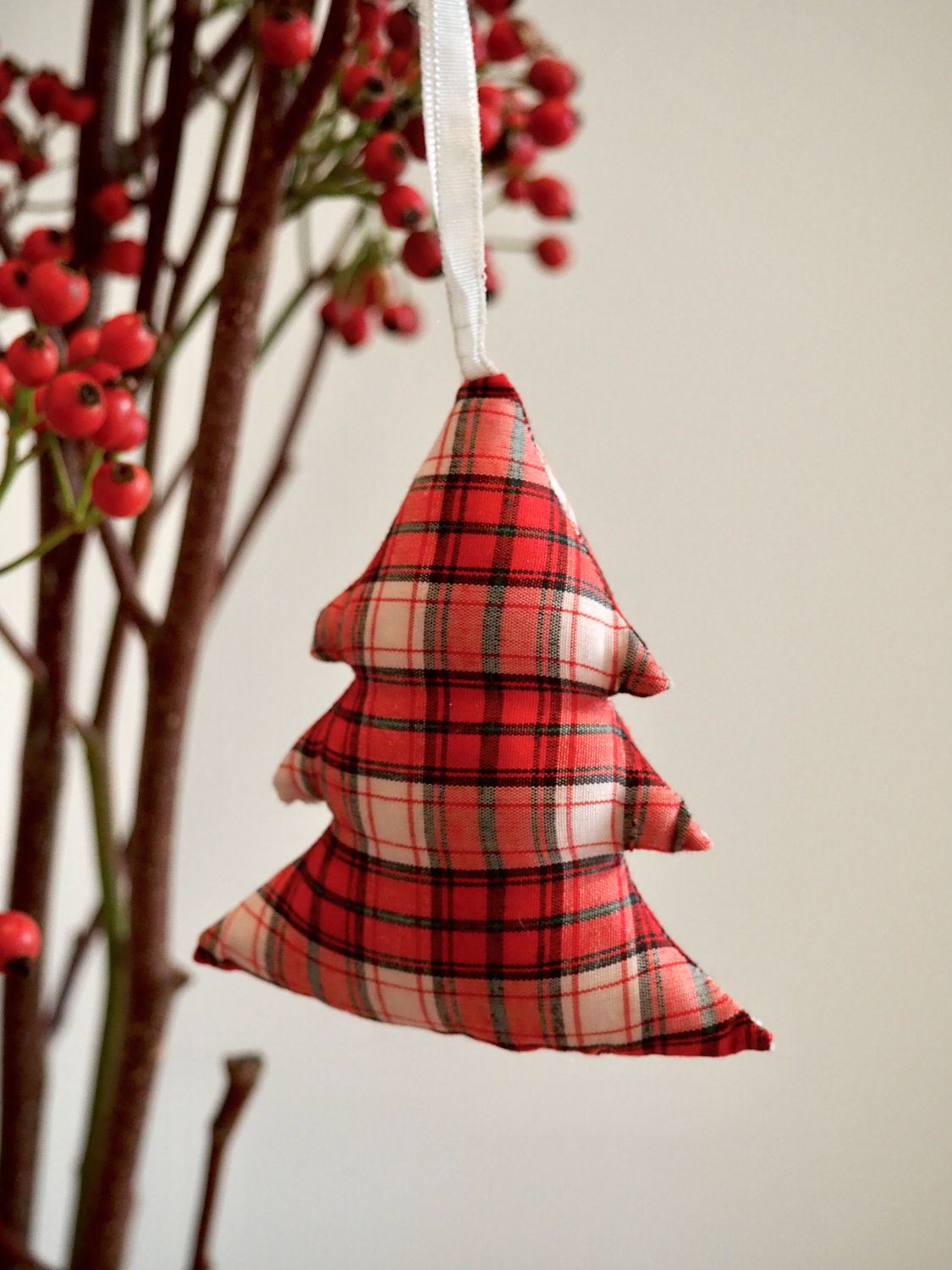 Kersthanger Geruite kerstboom