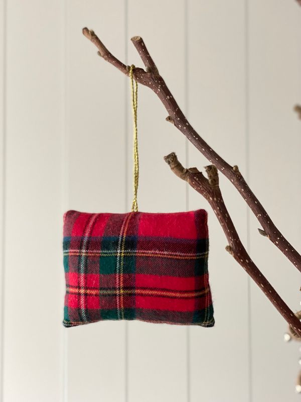 Kersthanger Geruit kussen