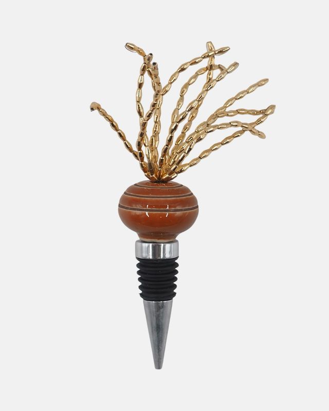 Flessenstop met keramiek roestbruin