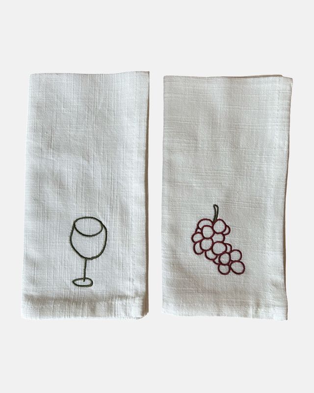 Set geborduurde servetten Wine &amp; Grapes