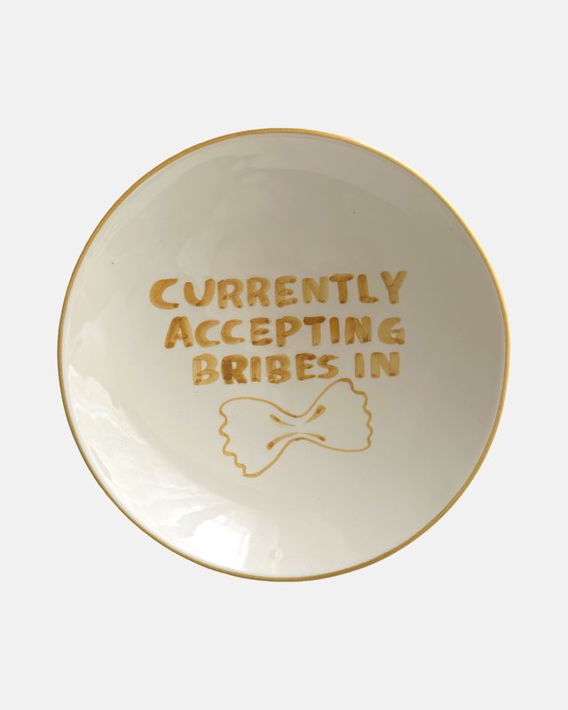 'Currently accepting bribes in pasta' pastabord