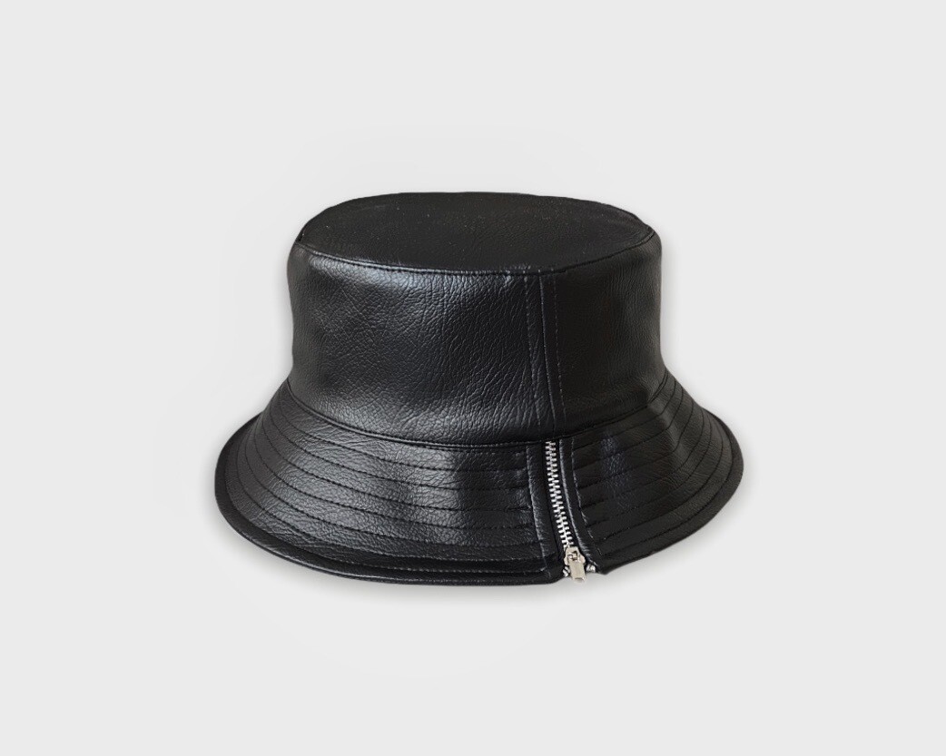 Leather Zipper Bucket Hat