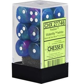 Chessex Chx 27746 Festive Waterlily/White 16mm d6 Dice Block (12 Dice)