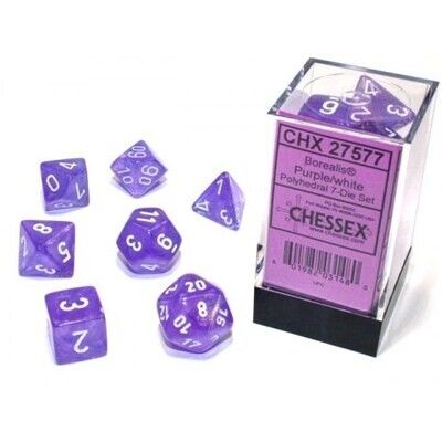 Chessex Chx 27577 Borealis Purple White 7 Die Set