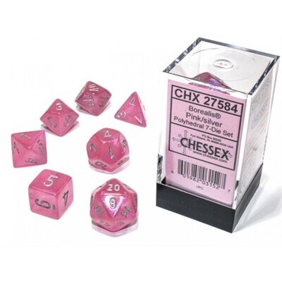 Chessex Chx 27584 Borealis Pink Silver 7 Die Set