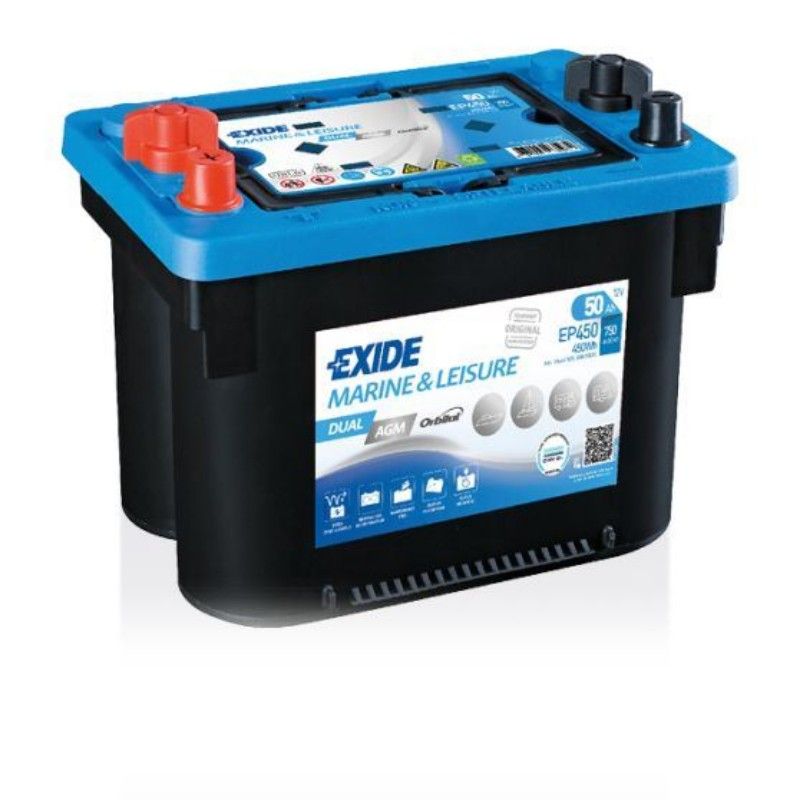EXIDE NAU DUAL AGM12V 50Ah 750 CCA(pedido mínimo 2 baterías) EXIDE NAU DUAL AGM12V 50Ah 750 CCA(pedido mínimo 2 baterías)