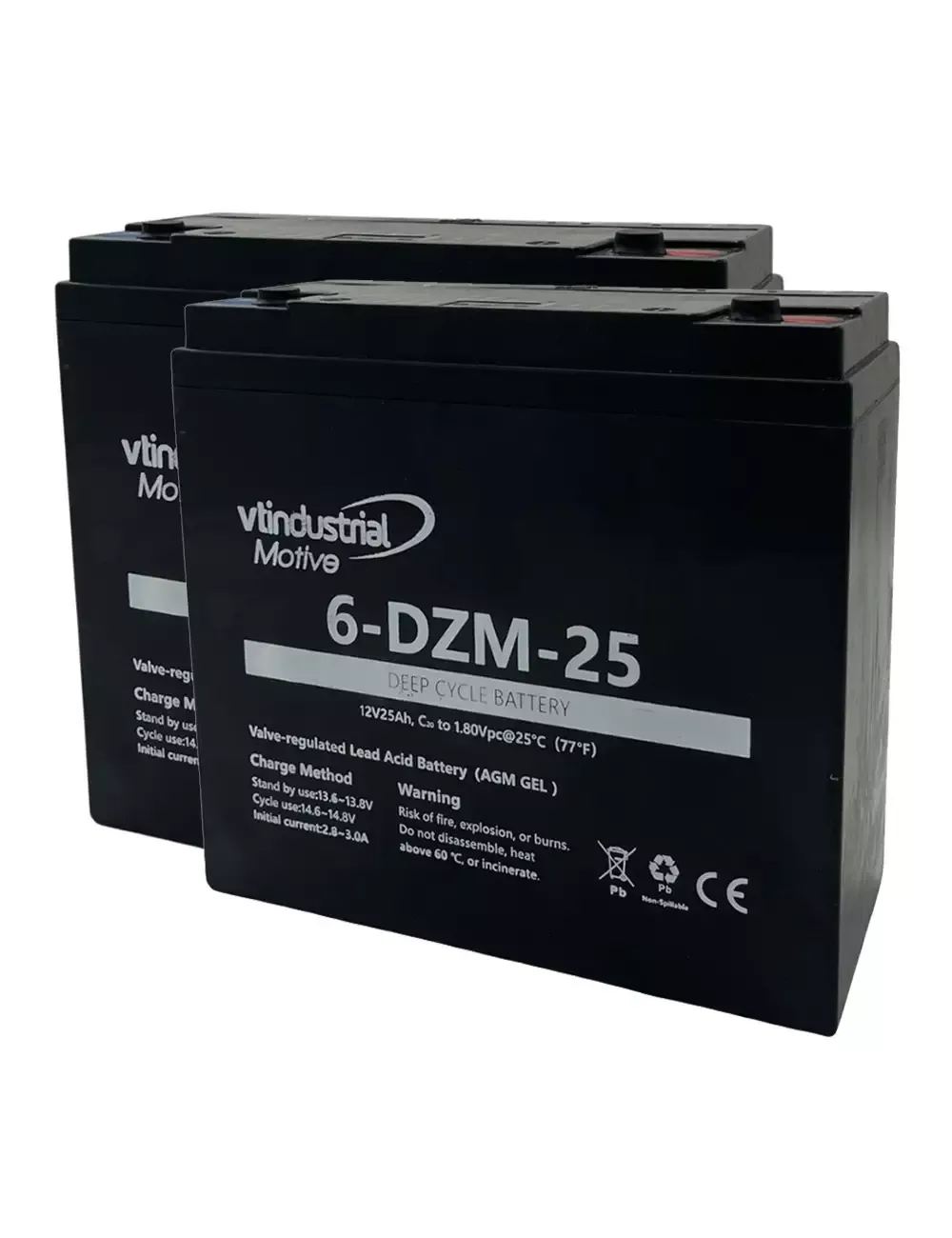 PACK 2 Bateria AGM 12v 25ah Ciclo Profundo