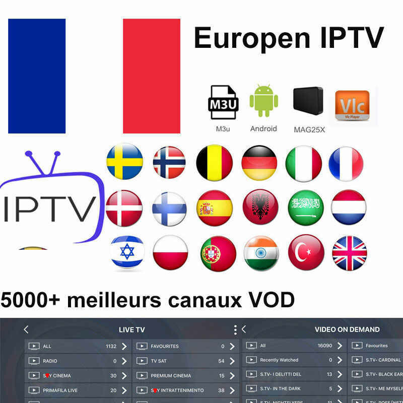 Stable IPTV French TV Europe Canada Morocco Netherlands Belgium Germany Sweden  M3U smart tv Android Pc TV 1YEAR
