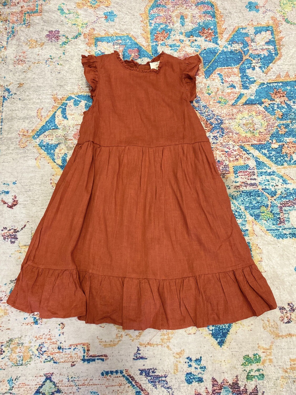 Ruffle Sleeve Dress - Rust