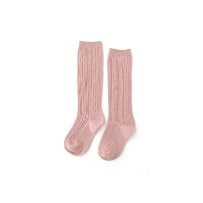 Blush Cable Knit Knee Highs
