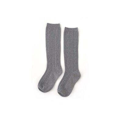 Gray Cable Knit Knee Highs