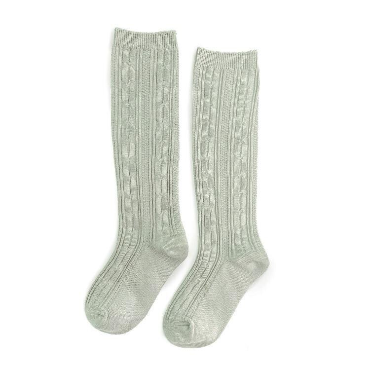 Sage Cable Knit Knee Highs