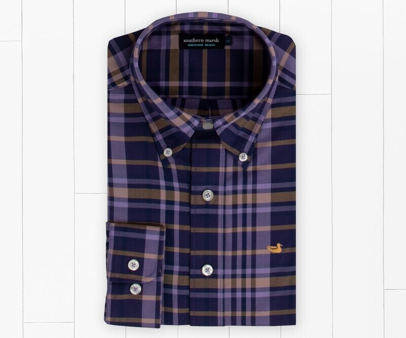 Blanco Plaid Dress Shirt - Purple &amp; Yellow