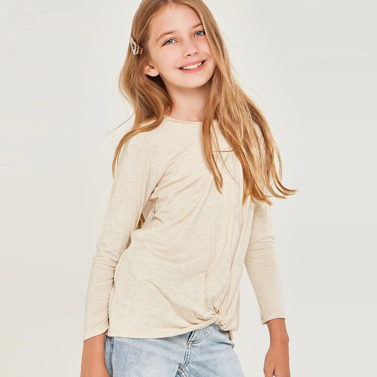 LS Twisted Knot Top- Oatmeal