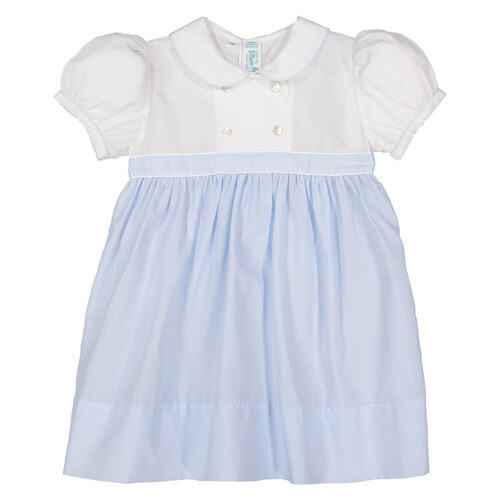 Double Breasted Dress - White/Blue