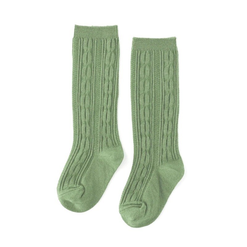 Basil Cable Knit Knee High Sock