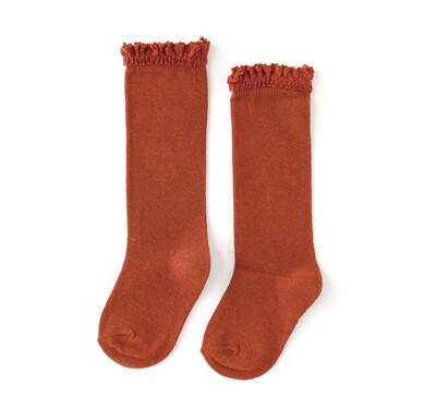 Persimmon Lace Top Knee High Socks