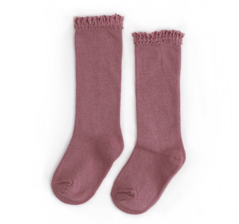 Mauve Rose Lace Top Knee High