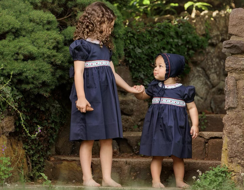 Navy Smocked Holiday Dress