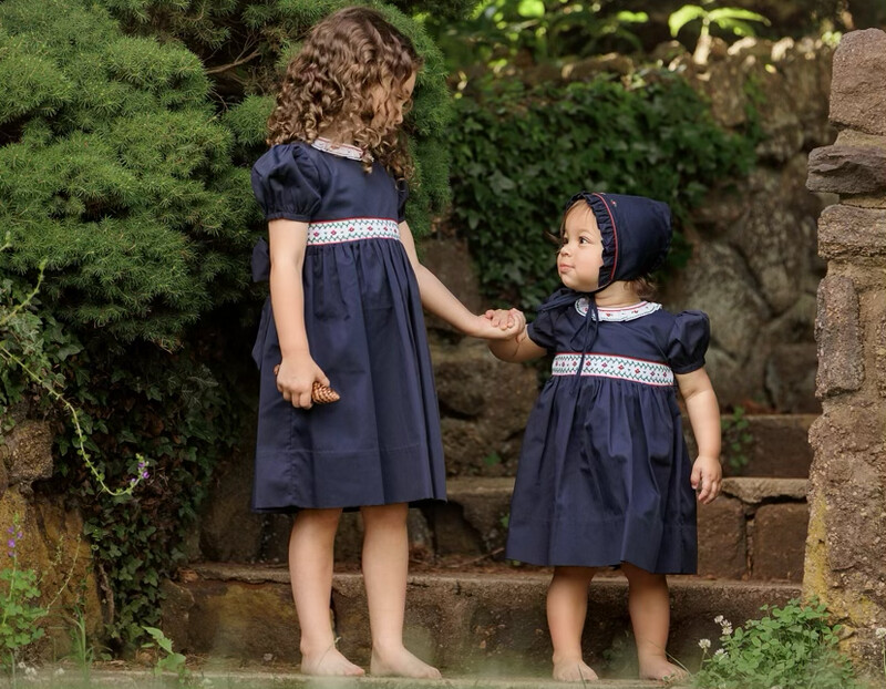 Navy Smocked Holiday Dress