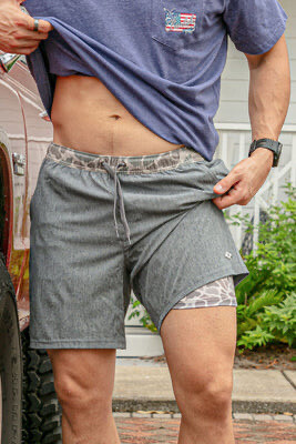Athletic Shorts - Grizzly Grey - Deer Camo Liner