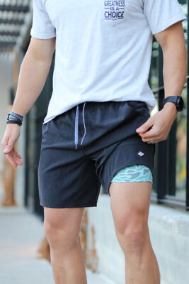 Athletic Shorts - Heather Black - Camo Liner