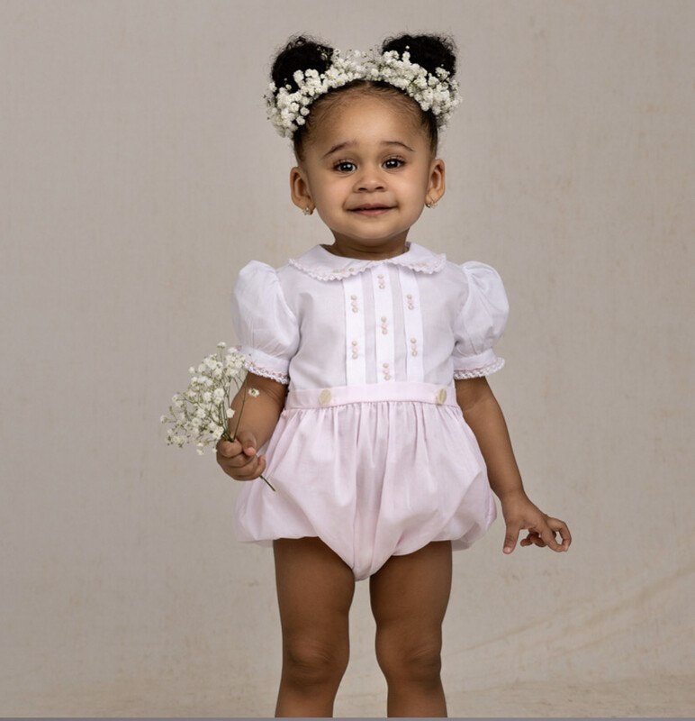 Pink and White Girls Mock Romper