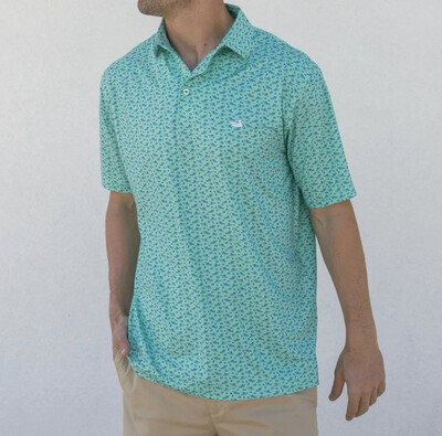 Flyline Performance Polo - Offshore - Mint/French