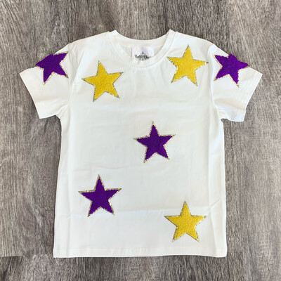 Purple and Gold Stars Chenille Youth Shirt