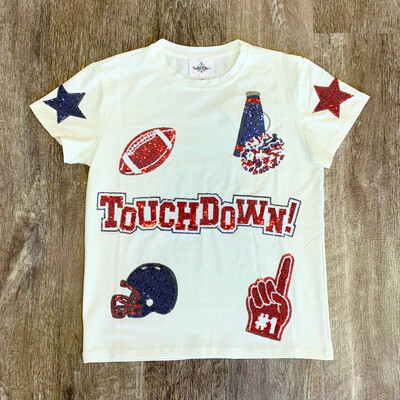 Red and Blue Touch Down Adult Shirt