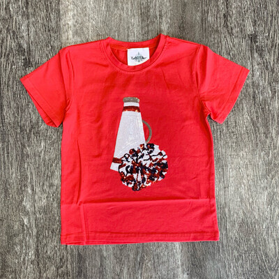 Red and Navy Megaphone Sequin Shirt 