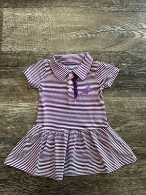 Megaphone Polo Dress- Purple Stripe