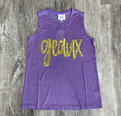 Geaux Sequin Youth Tank - Purple
