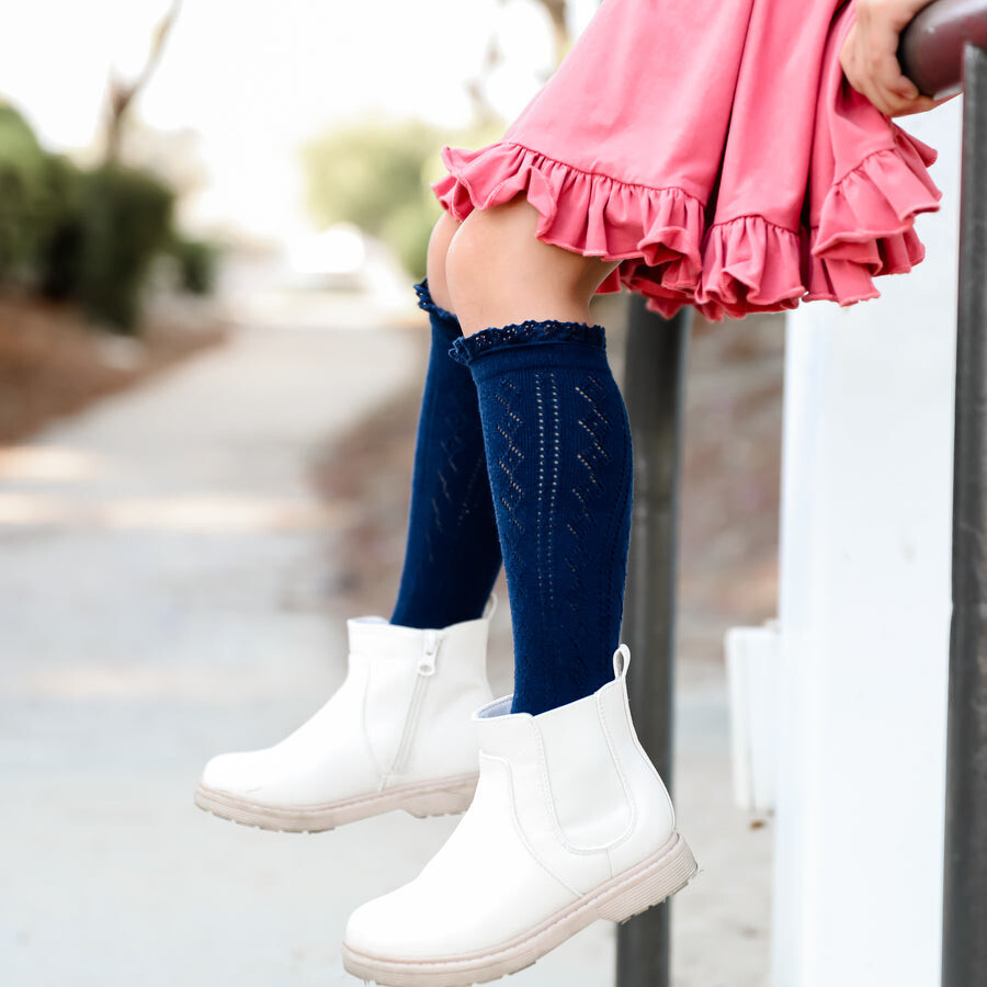 Navy Fancy Knee Highs 