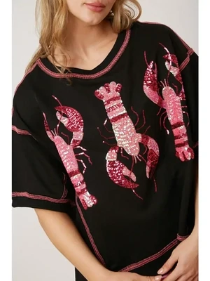 Sequin Crawfish French Terry Top