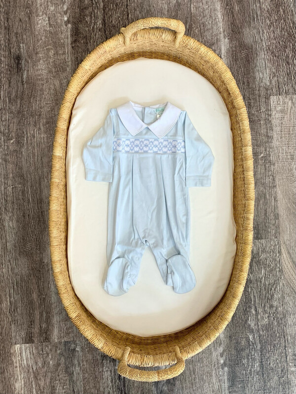 Hand Smocked Boys Pima Cotton Footie