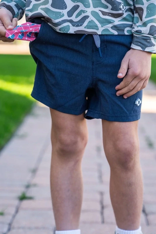 Youth Athletic Short- Heather Navy