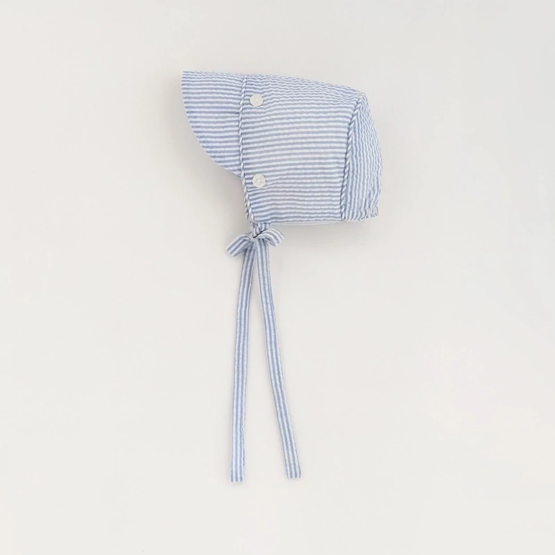 Blue Seersucker Bonnet